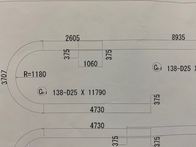 土木鉄筋図面ラップ長・とも丸*